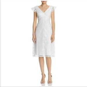 Adrianna Papell Plaid Ditsy V Neck A‎ Line Midi Dress Size 10